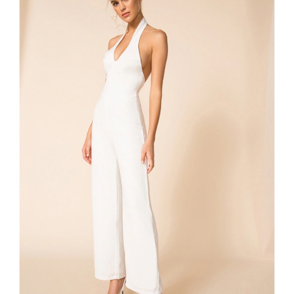 White Halter jumpsuit